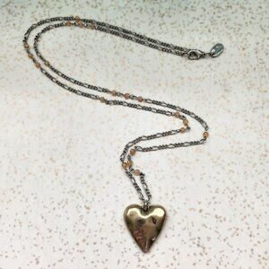 BFD Heart Pendant on Chain with Pink Beads